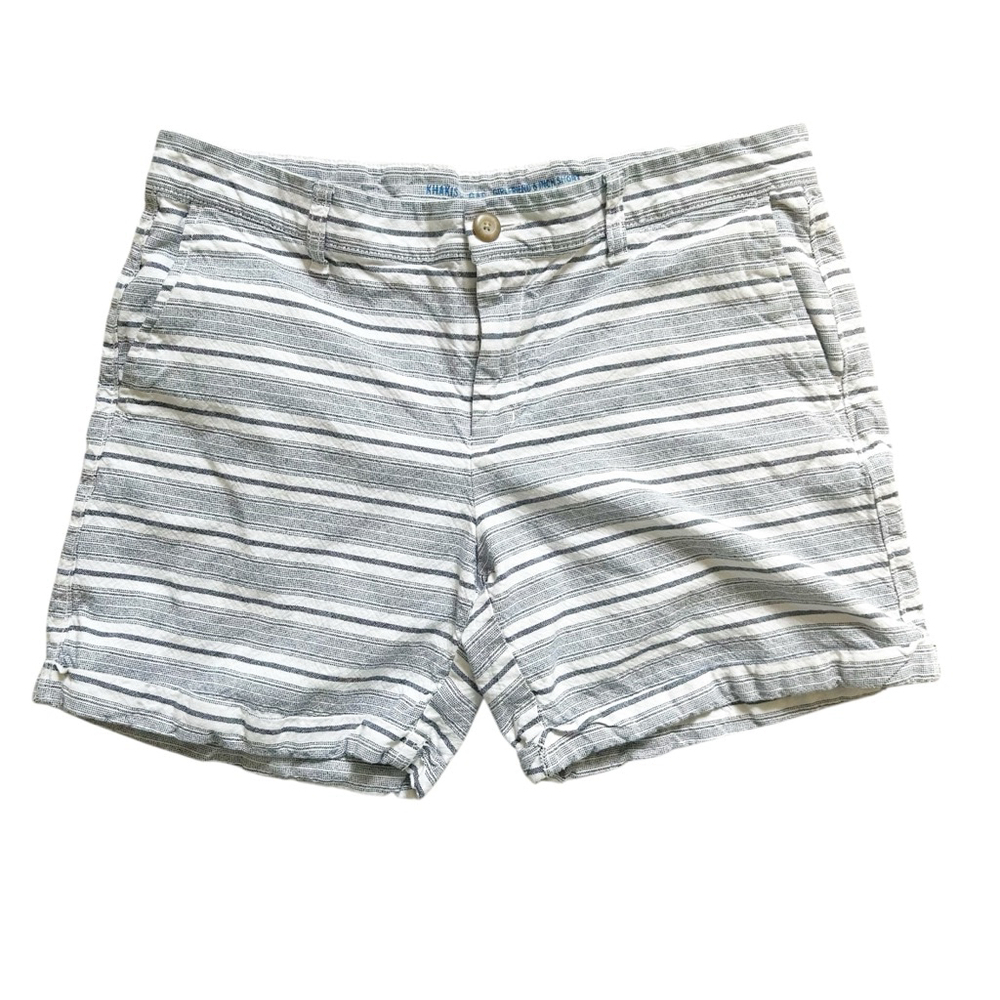 Khakis Gap Girlfriend Blue & White Nautical Striped Shorts Cotton Coastal Summer
